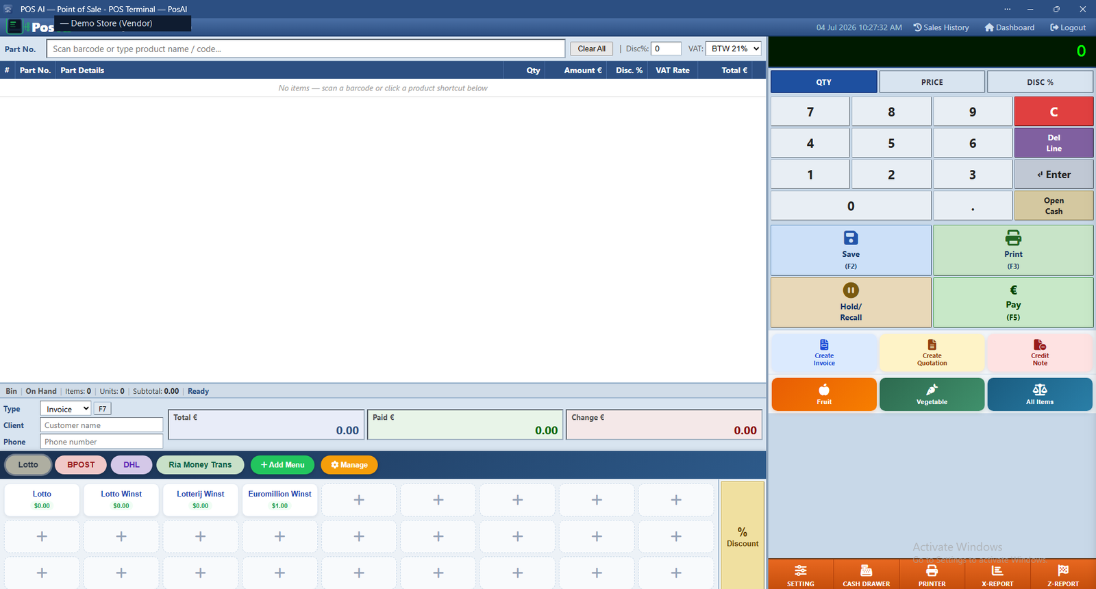 POS AI Terminal — full point of sale interface